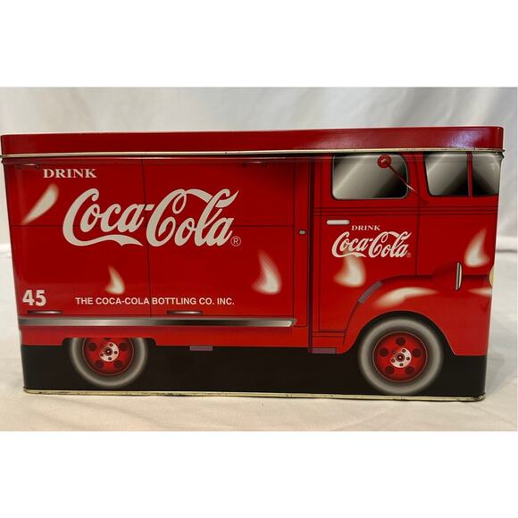 Vintage Coca Cola 1997 12"‎ Collectors Tin with Lid Delivery Truck Design - Picture 3 of 7